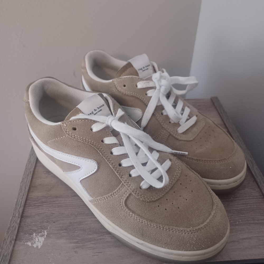 Rag & Bone Retro Court Sneakers Tan Sz 38 7.5 - Picture 2 of 9